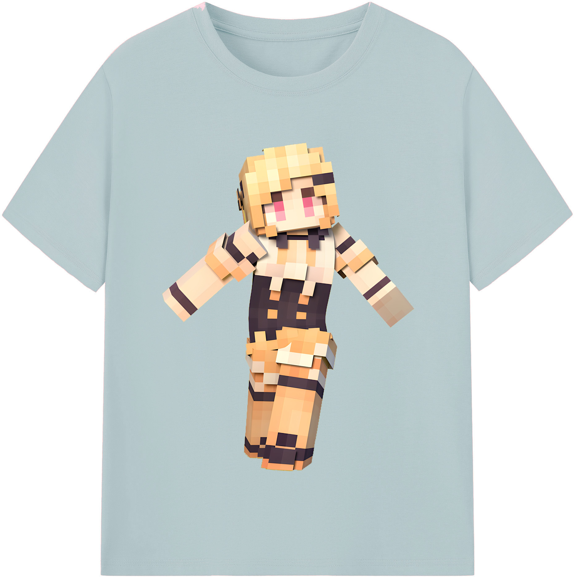 （画像用） マインクラフト ブロックの世界 Minecraft MC Block world 綿100％半袖Tシャツ（フロントプリント）